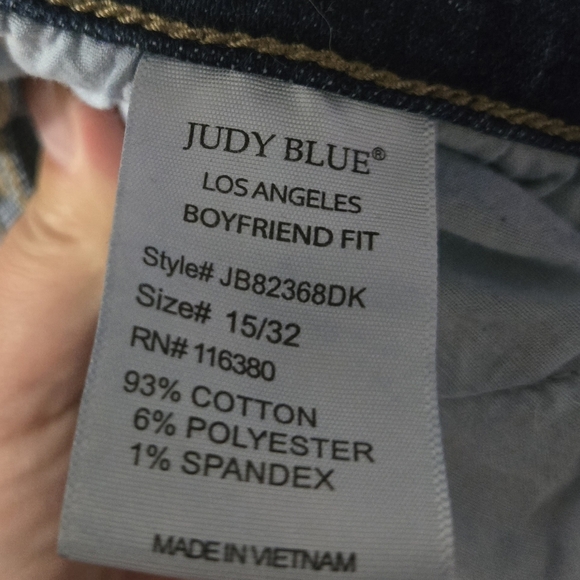 Judy Blue Jeans Women's 15/32 Blue Boyfriend Fit Medium Wash Faded Tapered Denim - Picture 7 of 8